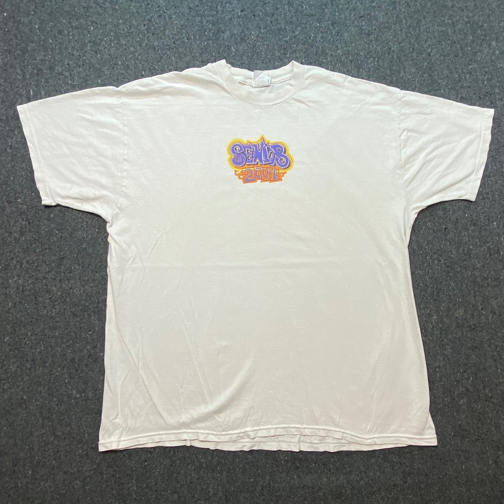 Jostens Senior 2004 Graphic T Shirt XXL Mens White Y2K Graffiti Streetwear 5193